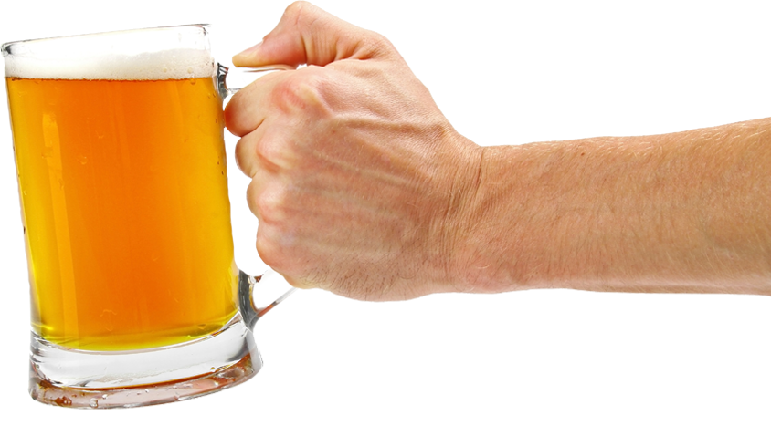 Glas bier in hand